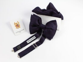 silk bow tie with pocket square